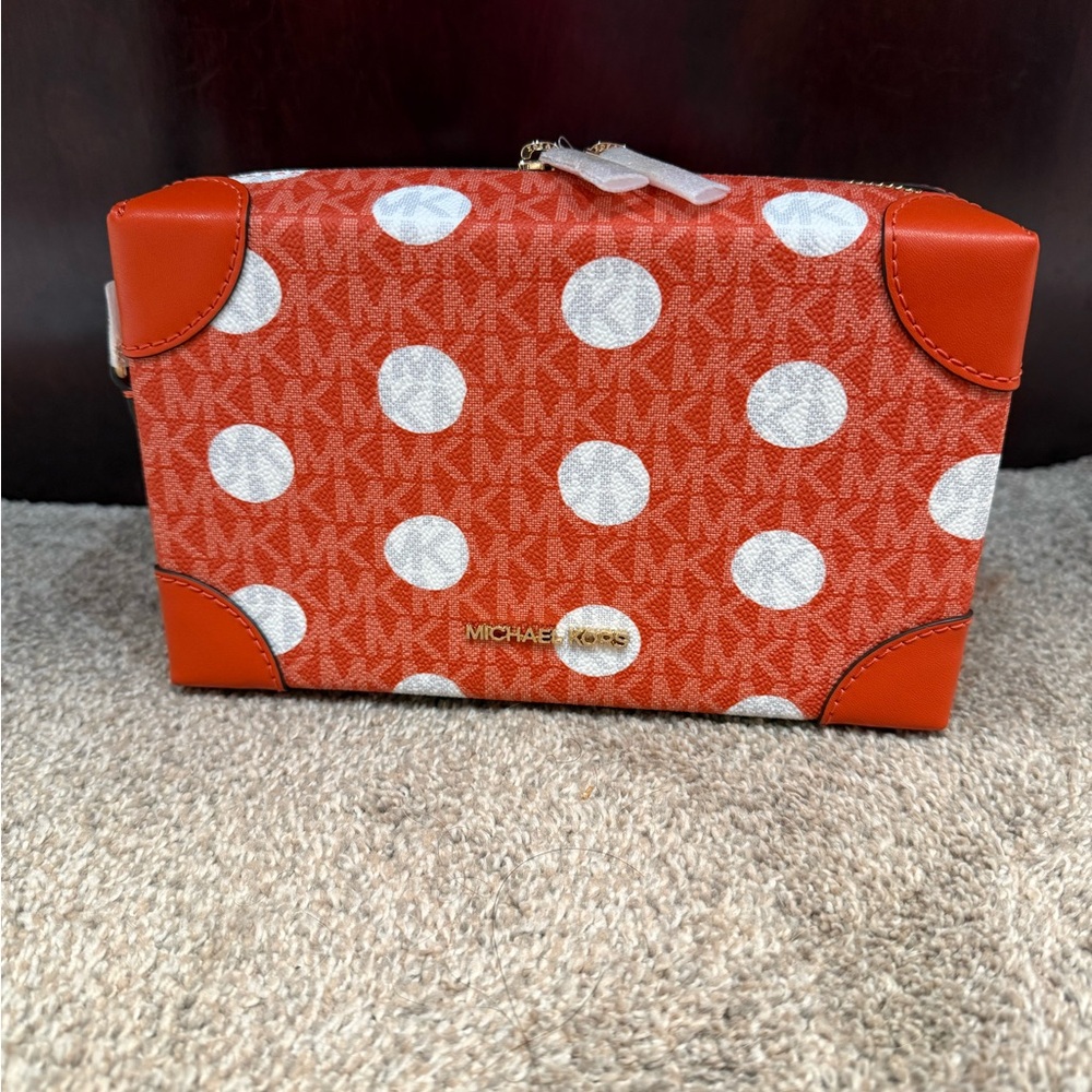 Jeanie Small Polka Dot Signature Logo Trunk Crossbody Bag